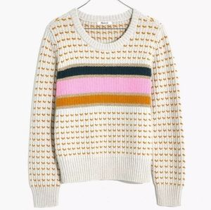 Madewell Alpalca Barfield knit striped heart sweater size xxs